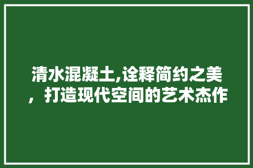清水混凝土,诠释简约之美，打造现代空间的艺术杰作 软装设计