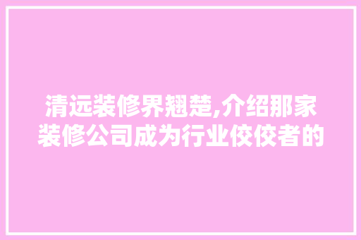 清远装修界翘楚,介绍那家装修公司成为行业佼佼者的方法 现代风格装饰
