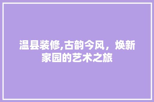 温县装修,古韵今风，焕新家园的艺术之旅 软装设计