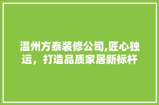 温州方泰装修公司,匠心独运，打造品质家居新标杆 软装设计