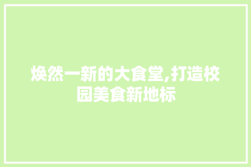 焕然一新的大食堂,打造校园美食新地标 卧室装修