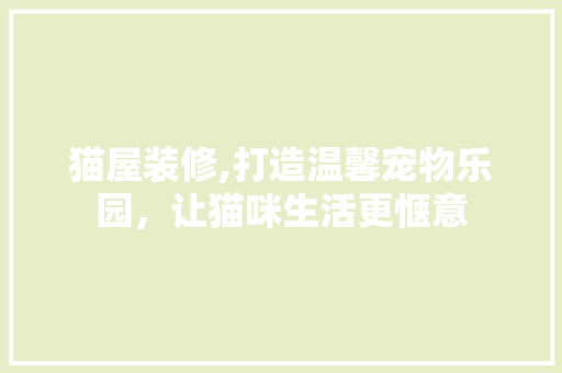 猫屋装修,打造温馨宠物乐园，让猫咪生活更惬意 室内设计