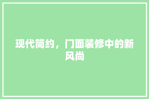 现代简约，门面装修中的新风尚 中式风格装饰