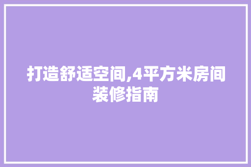打造舒适空间,4平方米房间装修指南