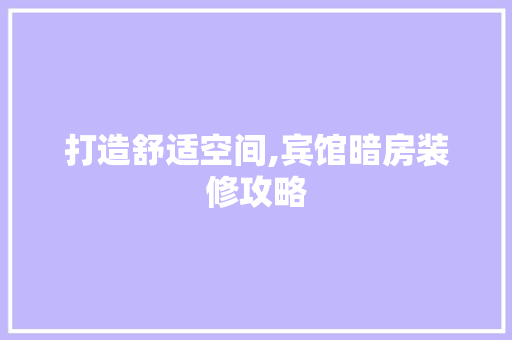 打造舒适空间,宾馆暗房装修攻略 现代风格装饰