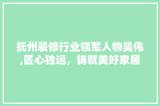 抚州装修行业领军人物吴伟,匠心独运，铸就美好家居生活 软装设计