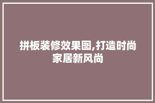拼板装修效果图,打造时尚家居新风尚 现代风格装饰