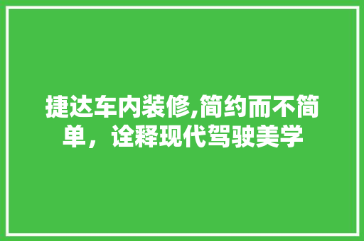 捷达车内装修,简约而不简单，诠释现代驾驶美学 软装设计