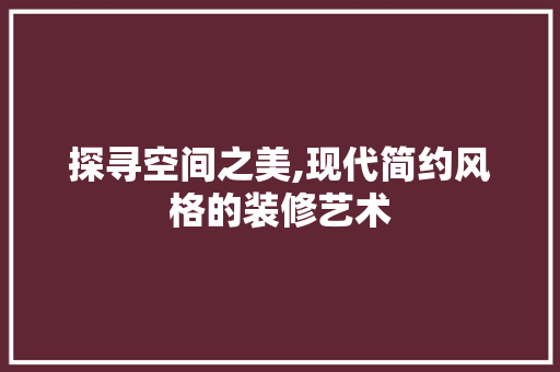 探寻空间之美,现代简约风格的装修艺术 软装设计