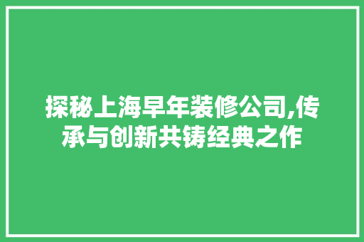 探秘上海早年装修公司,传承与创新共铸经典之作 地板材料
