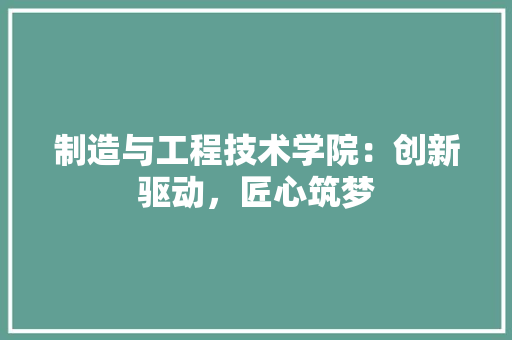 制造与工程技术学院：创新驱动，匠心筑梦 家居装修