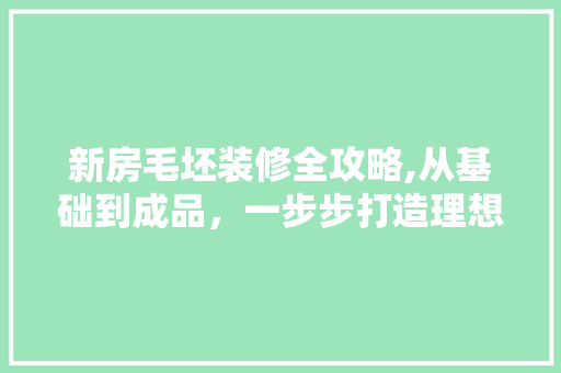 新房毛坯装修全攻略,从基础到成品，一步步打造理想家园 中式风格装饰
