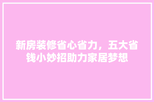 新房装修省心省力，五大省钱小妙招助力家居梦想 室内设计