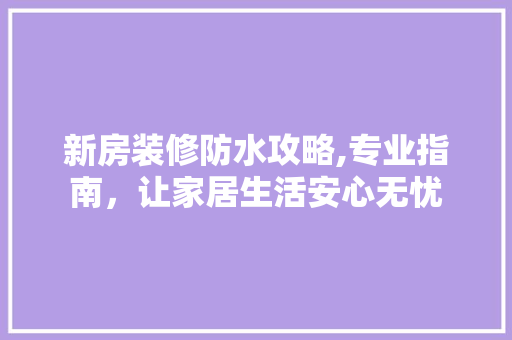 新房装修防水攻略,专业指南，让家居生活安心无忧 现代风格装饰