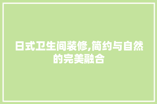 日式卫生间装修,简约与自然的完美融合 地板材料