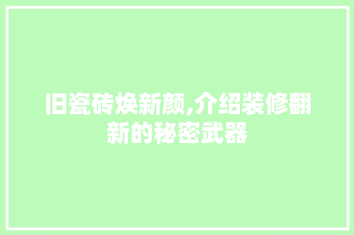 旧瓷砖焕新颜,介绍装修翻新的秘密武器 中式风格装饰