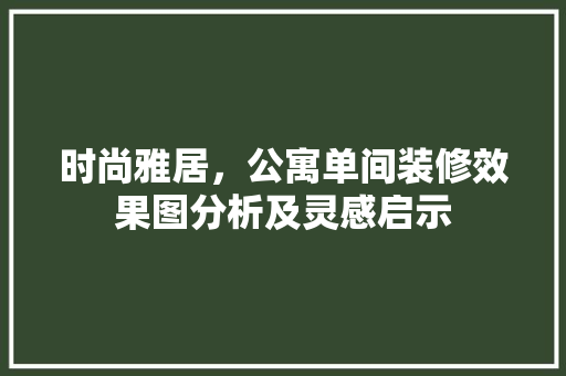 时尚雅居，公寓单间装修效果图分析及灵感启示