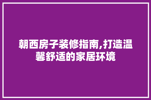 朝西房子装修指南,打造温馨舒适的家居环境 室内设计