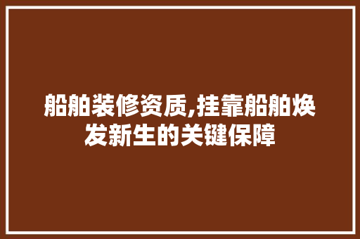船舶装修资质,挂靠船舶焕发新生的关键保障 室内设计