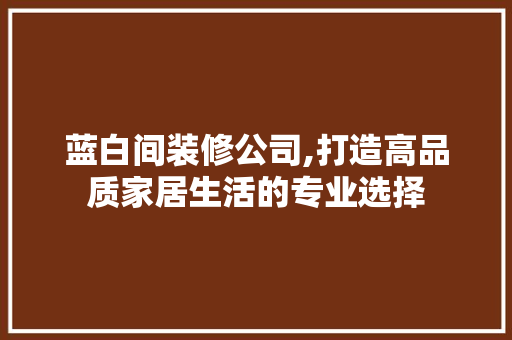 蓝白间装修公司,打造高品质家居生活的专业选择 现代风格装饰
