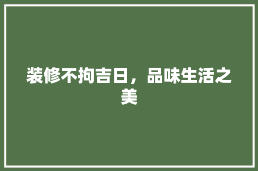 装修不拘吉日，品味生活之美 软装设计