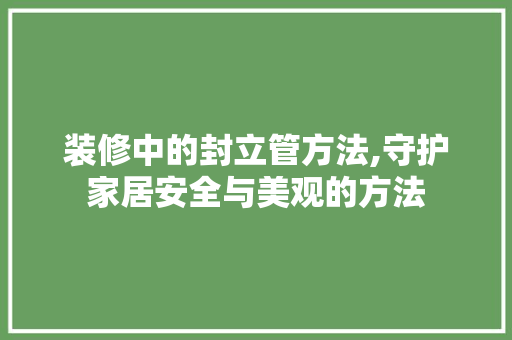 装修中的封立管方法,守护家居安全与美观的方法 木雕艺术