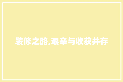 装修之路,艰辛与收获并存 软装设计