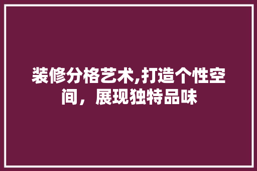 装修分格艺术,打造个性空间，展现独特品味 现代风格装饰