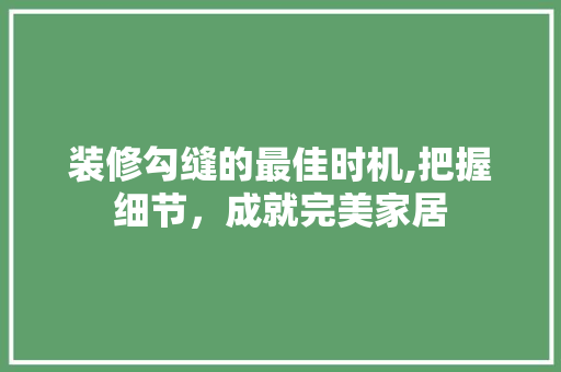 装修勾缝的最佳时机,把握细节，成就完美家居 软装设计
