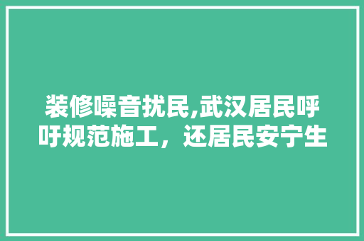 装修噪音扰民,武汉居民呼吁规范施工，还居民安宁生活 软装设计