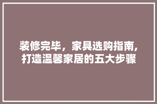 装修完毕，家具选购指南,打造温馨家居的五大步骤 现代风格装饰
