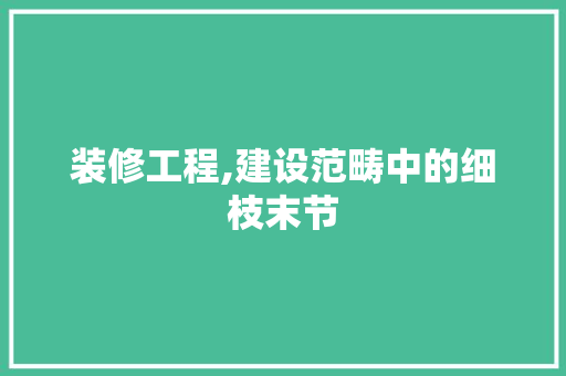 装修工程,建设范畴中的细枝末节 家居装修