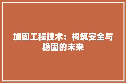 加固工程技术：构筑安全与稳固的未来 家居装修
