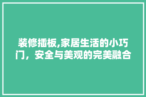 装修插板,家居生活的小巧门，安全与美观的完美融合 室内设计