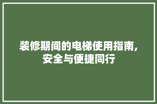 装修期间的电梯使用指南,安全与便捷同行 木雕艺术