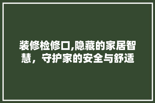 装修检修口,隐藏的家居智慧，守护家的安全与舒适 中式风格装饰