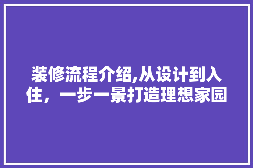 装修流程介绍,从设计到入住，一步一景打造理想家园 软装设计