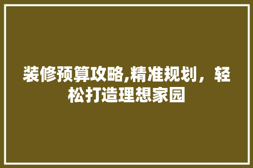 装修预算攻略,精准规划，轻松打造理想家园 客厅装修