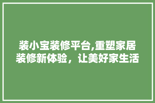 装小宝装修平台,重塑家居装修新体验，让美好家生活触手可及 地板材料