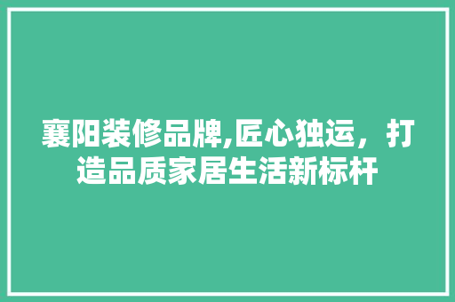 襄阳装修品牌,匠心独运，打造品质家居生活新标杆 现代风格装饰