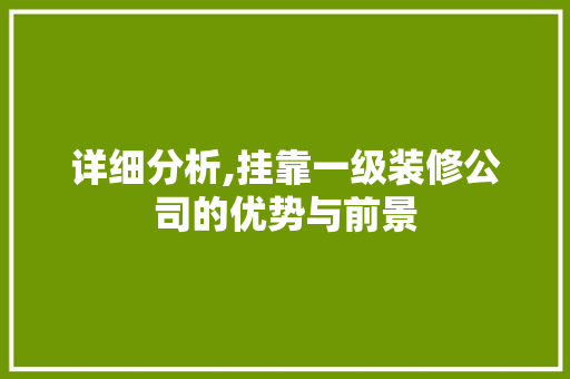 详细分析,挂靠一级装修公司的优势与前景 现代风格装饰