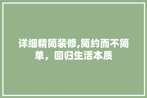 详细精简装修,简约而不简单，回归生活本质 客厅装修