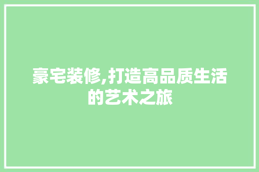 豪宅装修,打造高品质生活的艺术之旅 现代风格装饰