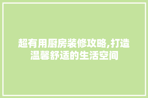 超有用厨房装修攻略,打造温馨舒适的生活空间 现代风格装饰
