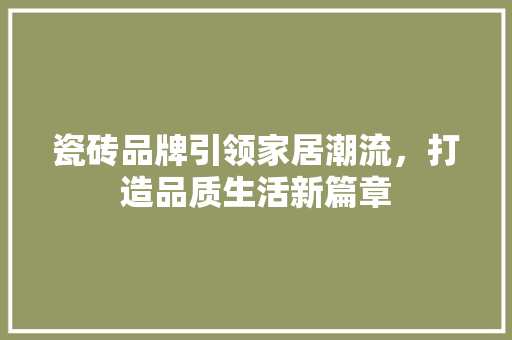 瓷砖品牌引领家居潮流，打造品质生活新篇章 客厅装修