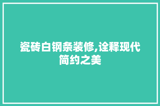 瓷砖白钢条装修,诠释现代简约之美 家居装修