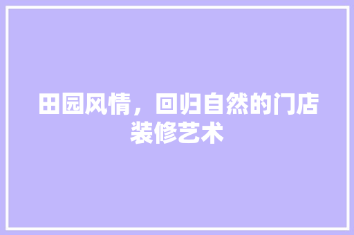 田园风情，回归自然的门店装修艺术 软装设计