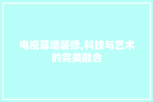 电视幕墙装修,科技与艺术的完美融合