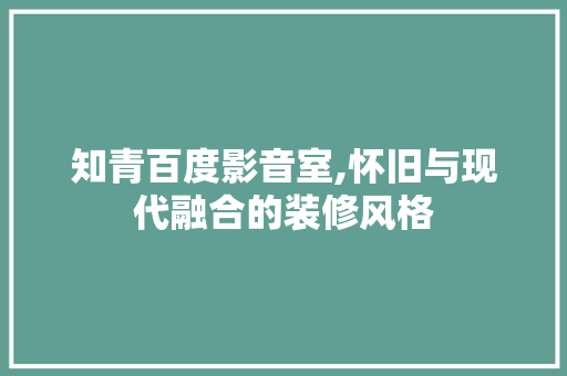 知青百度影音室,怀旧与现代融合的装修风格