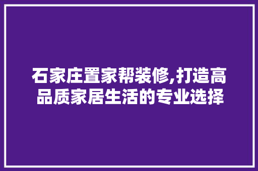 石家庄置家帮装修,打造高品质家居生活的专业选择 中式风格装饰